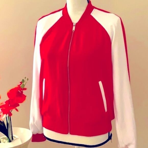 - MICHAEL KORS NWT ZIP UP JACKET COAT RED AND WHITE SIZE SMALL - Picture 5 of 15